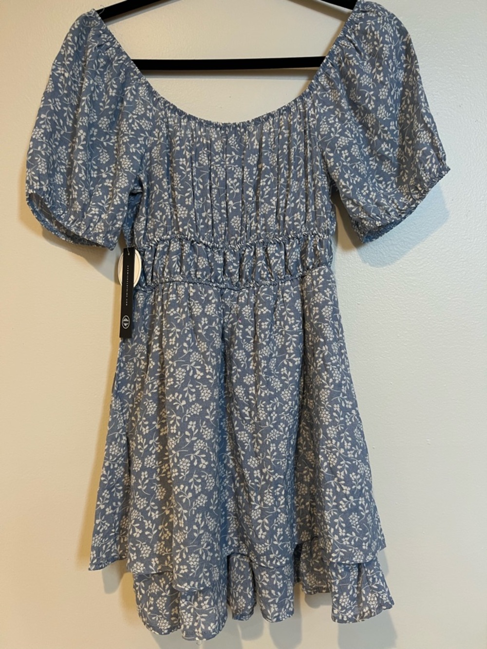 As U Wish Blue Floral Romper Off-Shoulder Junior